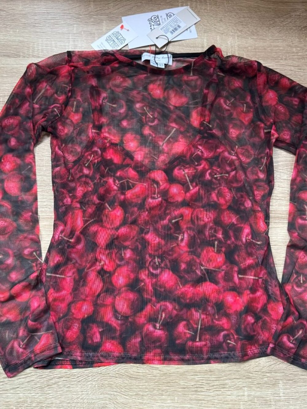 NWT Never Fully Dressed Cherry Mesh Long-Sleeve Top Size 6